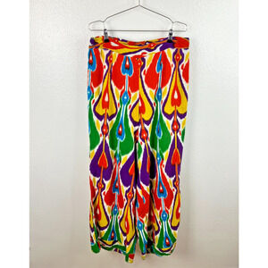 Ashley Stewart Linen Blend Abstract Pants Size 18 Bold Maximalism Beach Boho
